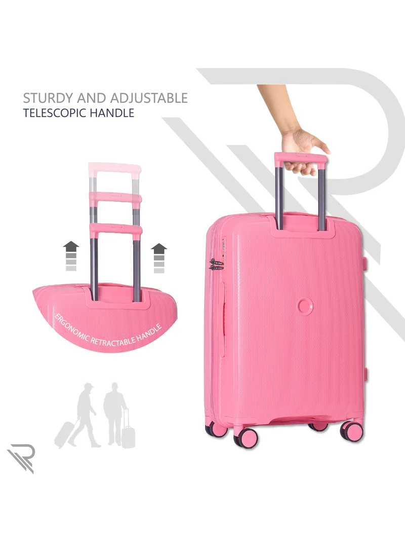 Reflection ISTANBUL theme PP Suitcase, Durable, Lightweight Hardshell, Telescopic Handle,  Expandable Vertical Series Travel Luggage Trolley with 4 Quiet 360° Wheels and TSA Lock (24-Inch , Pink)