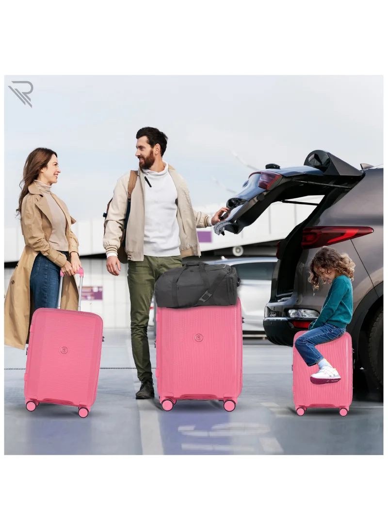 Reflection ISTANBUL theme PP Suitcase, Durable, Lightweight Hardshell, Telescopic Handle,  Expandable Vertical Series Travel Luggage Trolley with 4 Quiet 360° Wheels and TSA Lock (24-Inch , Pink)