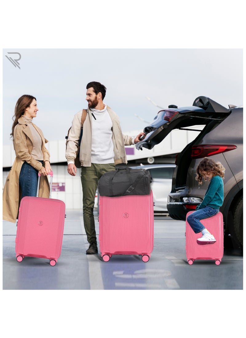 ISTANBUL theme PP Suitcase, Durable, Lightweight Hardshell, Telescopic Handle,  Expandable Vertical Series Travel Luggage Trolley with 4 Quiet 360° Wheels and TSA Lock (24-Inch , Pink)