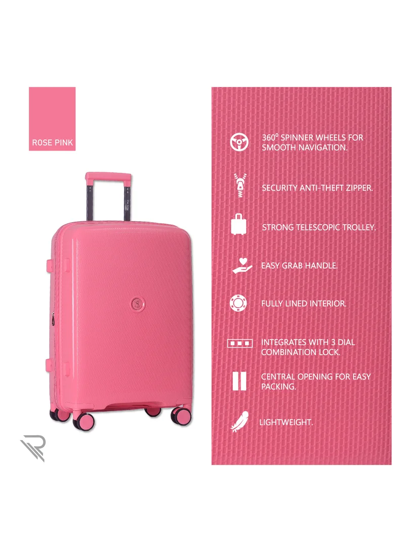 Reflection ISTANBUL theme PP Suitcase, Durable, Lightweight Hardshell, Telescopic Handle,  Expandable Vertical Series Travel Luggage Trolley with 4 Quiet 360° Wheels and TSA Lock (24-Inch , Pink)