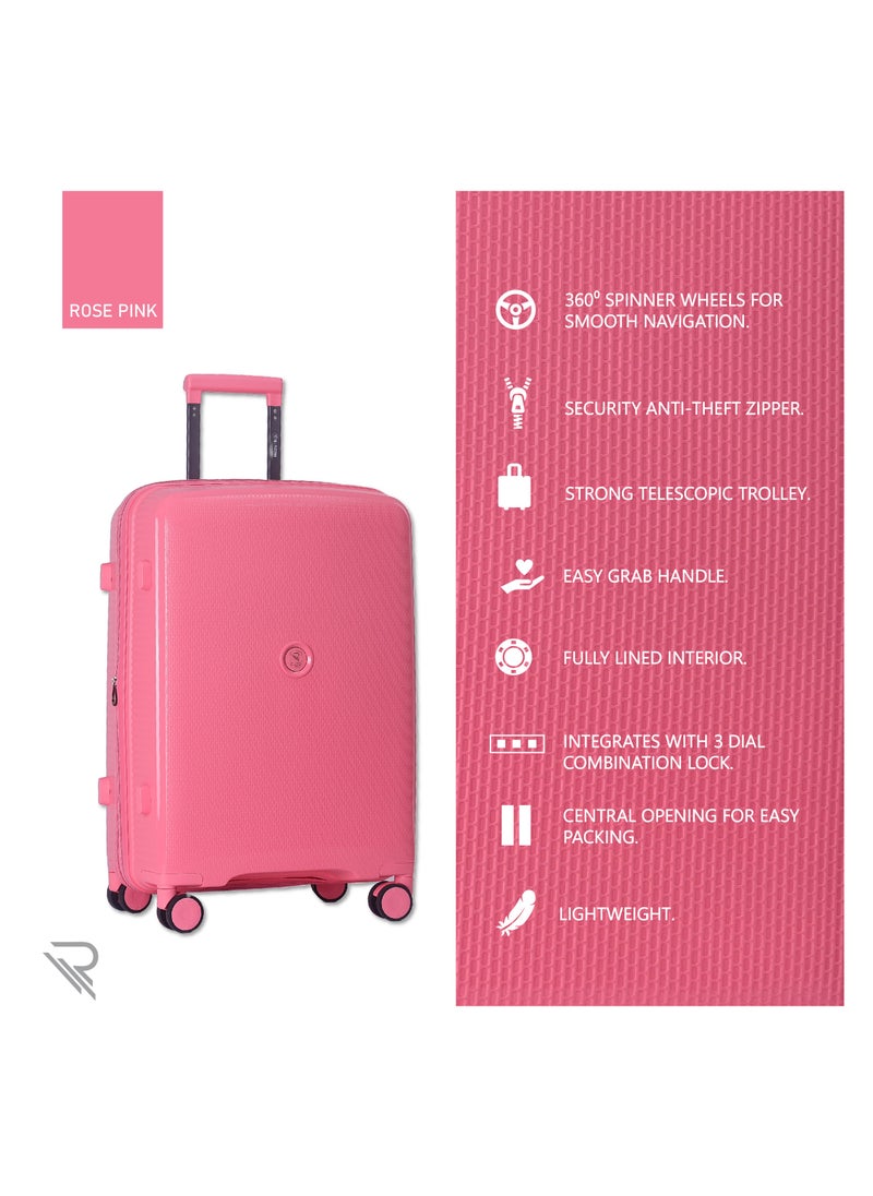 ISTANBUL theme PP Suitcase, Durable, Lightweight Hardshell, Telescopic Handle,  Expandable Vertical Series Travel Luggage Trolley with 4 Quiet 360° Wheels and TSA Lock (24-Inch , Pink)