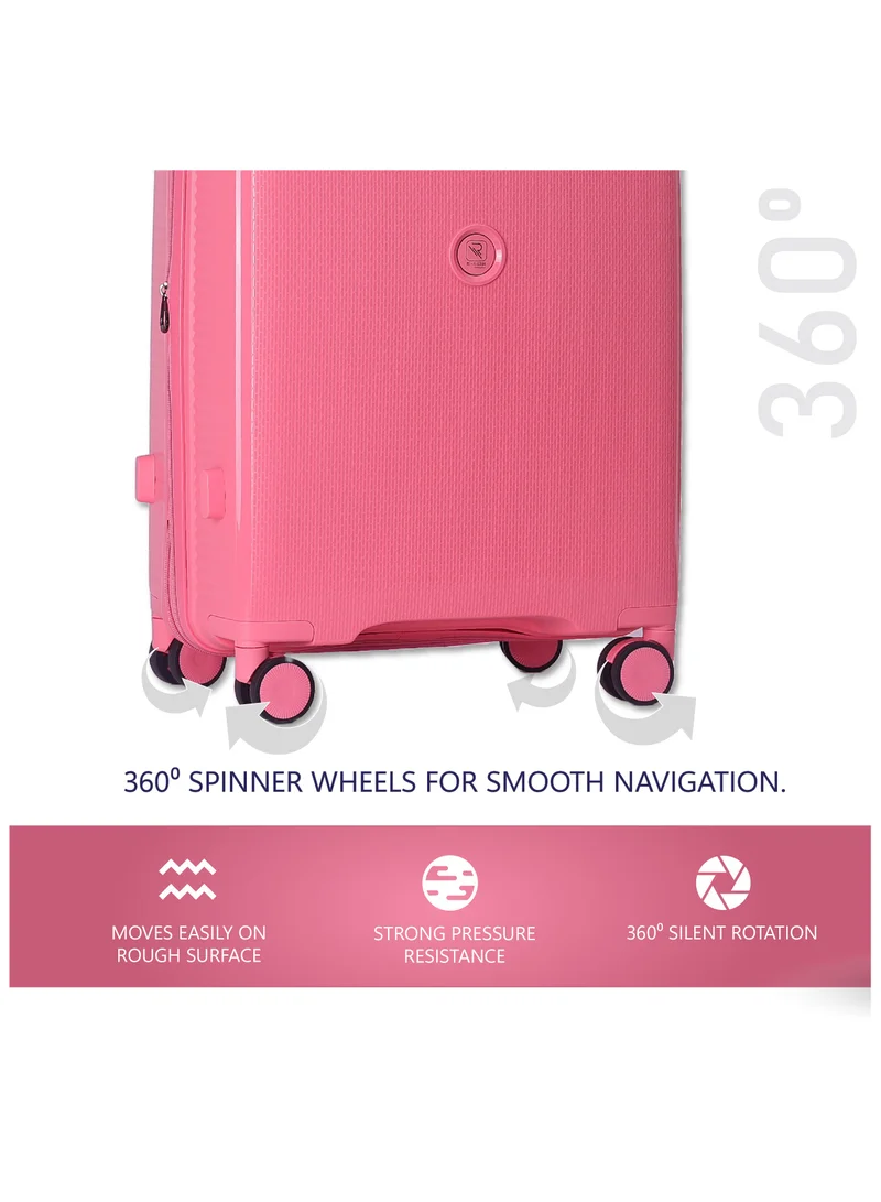 Reflection ISTANBUL theme PP Suitcase, Durable, Lightweight Hardshell, Telescopic Handle,  Expandable Vertical Series Travel Luggage Trolley with 4 Quiet 360° Wheels and TSA Lock (24-Inch , Pink)
