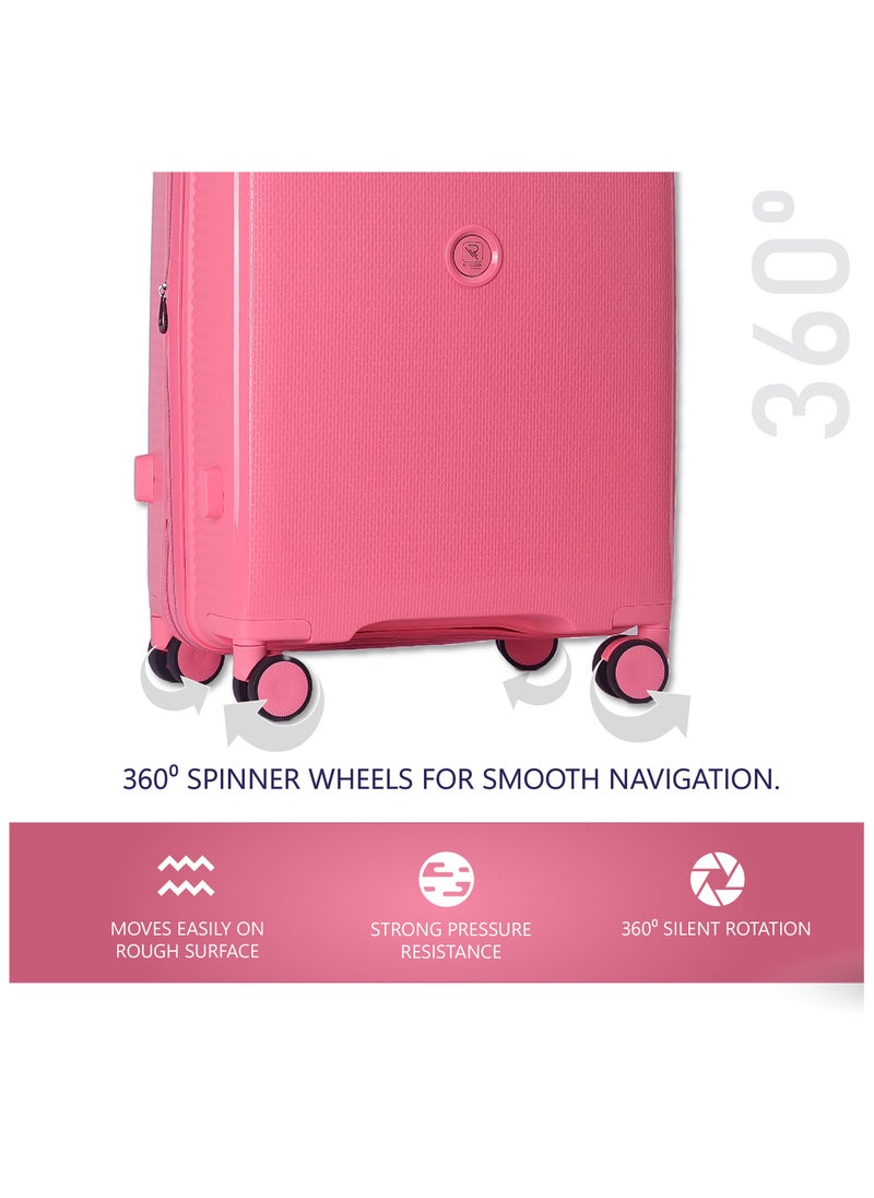 ISTANBUL theme PP Suitcase, Durable, Lightweight Hardshell, Telescopic Handle,  Expandable Vertical Series Travel Luggage Trolley with 4 Quiet 360° Wheels and TSA Lock (24-Inch , Pink)