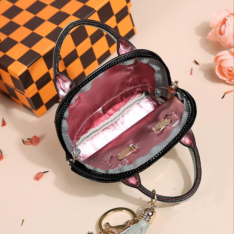 Zitokin Mini Tote Purse Keychain, Cute Tote Bag Coin Purse Keychain, Mini Backpack Keychain Wallet PU Leather (Purple) - Image 5