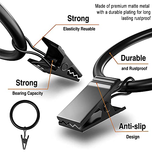 Lansian 20Pack Curtain Rings with Clips, Drapery Clips for Curtain, Drapery Rings with Clips for Hanging Drapery Drapes Bows, 1.5 inch Interior Diameter, Fits up to 1 1/4 in Curtain Rod, Vintage Black - Image 4