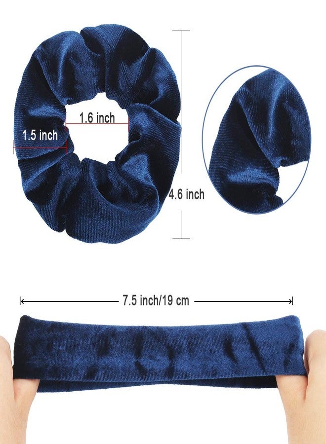 Didder 20Pcs Didder Velvet Scrunchies: Soft Elastics Hair Ties in Dark Blue, Bobbles Ropes Hair Bands for Women and Girls - Image 2