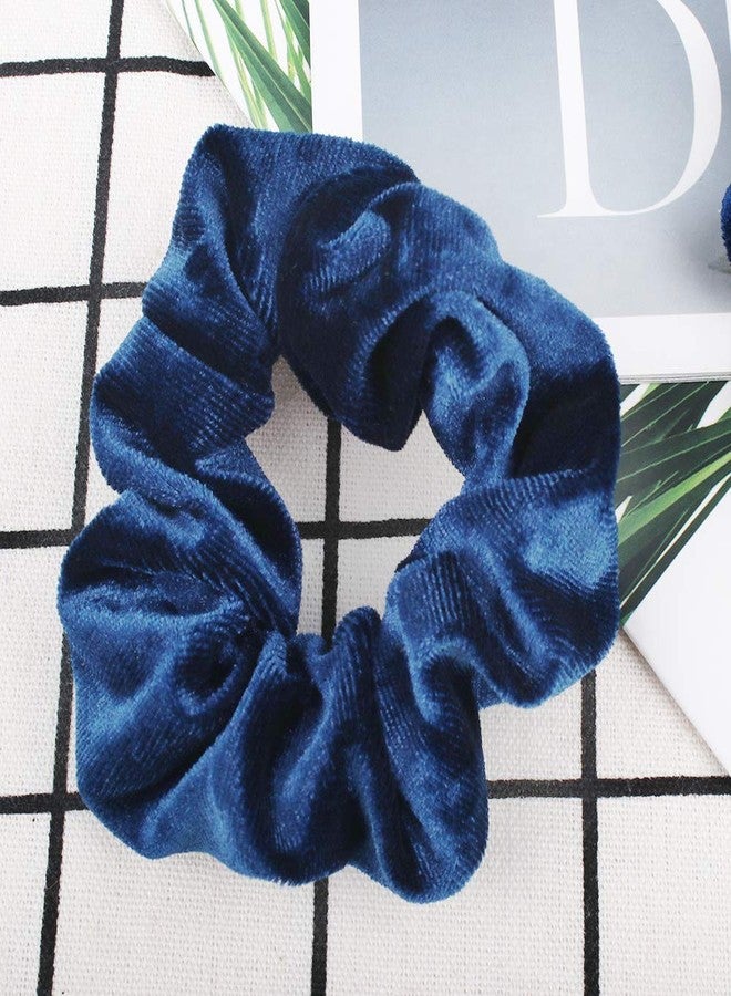 Didder 20Pcs Didder Velvet Scrunchies: Soft Elastics Hair Ties in Dark Blue, Bobbles Ropes Hair Bands for Women and Girls - Image 3