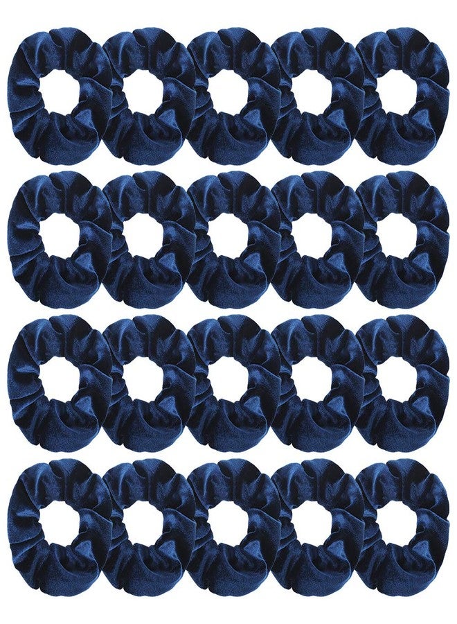 Didder 20Pcs Didder Velvet Scrunchies: Soft Elastics Hair Ties in Dark Blue, Bobbles Ropes Hair Bands for Women and Girls - Image 1