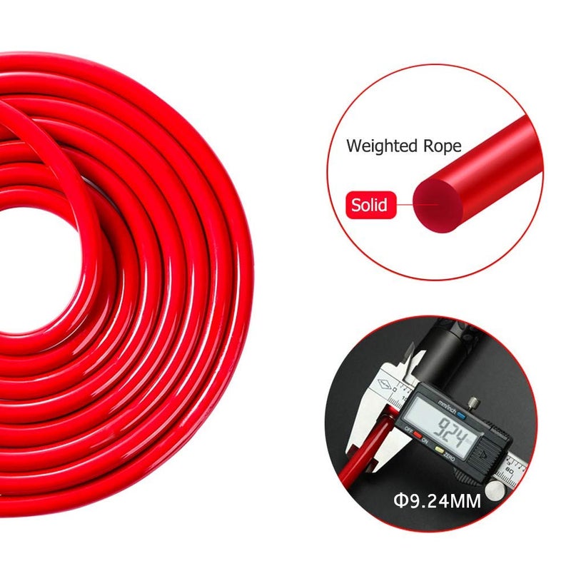 Redify Weighted Jump Rope for Workout Fitness(1LB), Tangle-Free Ball Bearing Rapid Speed Skipping Rope for MMA Boxing Weight-loss,Aluminum Handle Adjustable Length 9MM Fabric Cotton+9MM Solid PVC Rope - Image 5