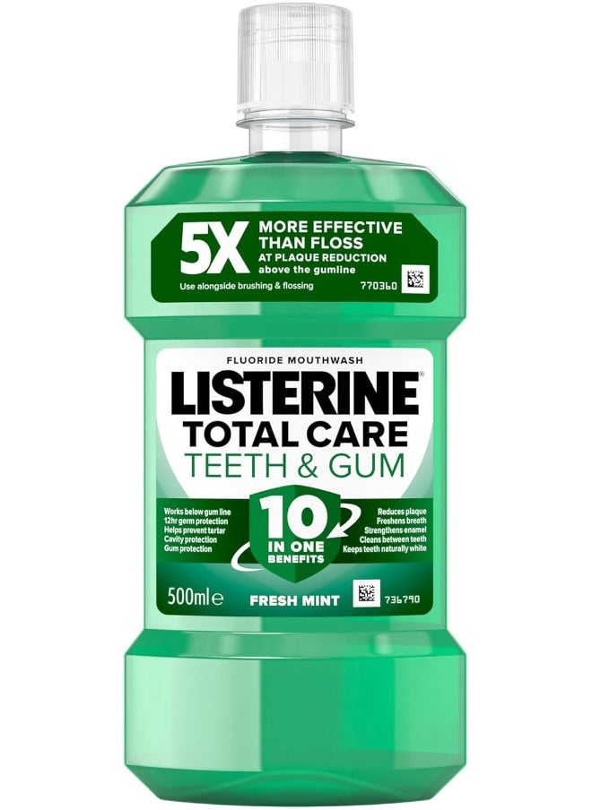 Listerine Listerine Total Care Teeth and Gum Mouthwash (500ml), 10-in-1 Benefit Mouthwash for Total Oral Care, Gum Mouthwash to Maintain a Clean and Healthy Mouth  - Image 1