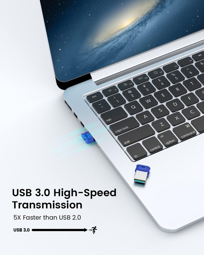K&ZZ 128GB Flash Drive 128GB USB 3.0 Flash Memory Stick Drive with Lanyard Ultra High Speed Mini 128 GB Thumb Drive USB Stick for PC/Laptop, Blue - Image 2