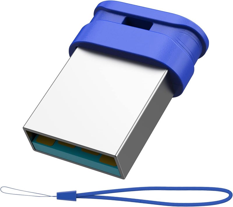 K&ZZ 128GB Flash Drive 128GB USB 3.0 Flash Memory Stick Drive with Lanyard Ultra High Speed Mini 128 GB Thumb Drive USB Stick for PC/Laptop, Blue - Image 1