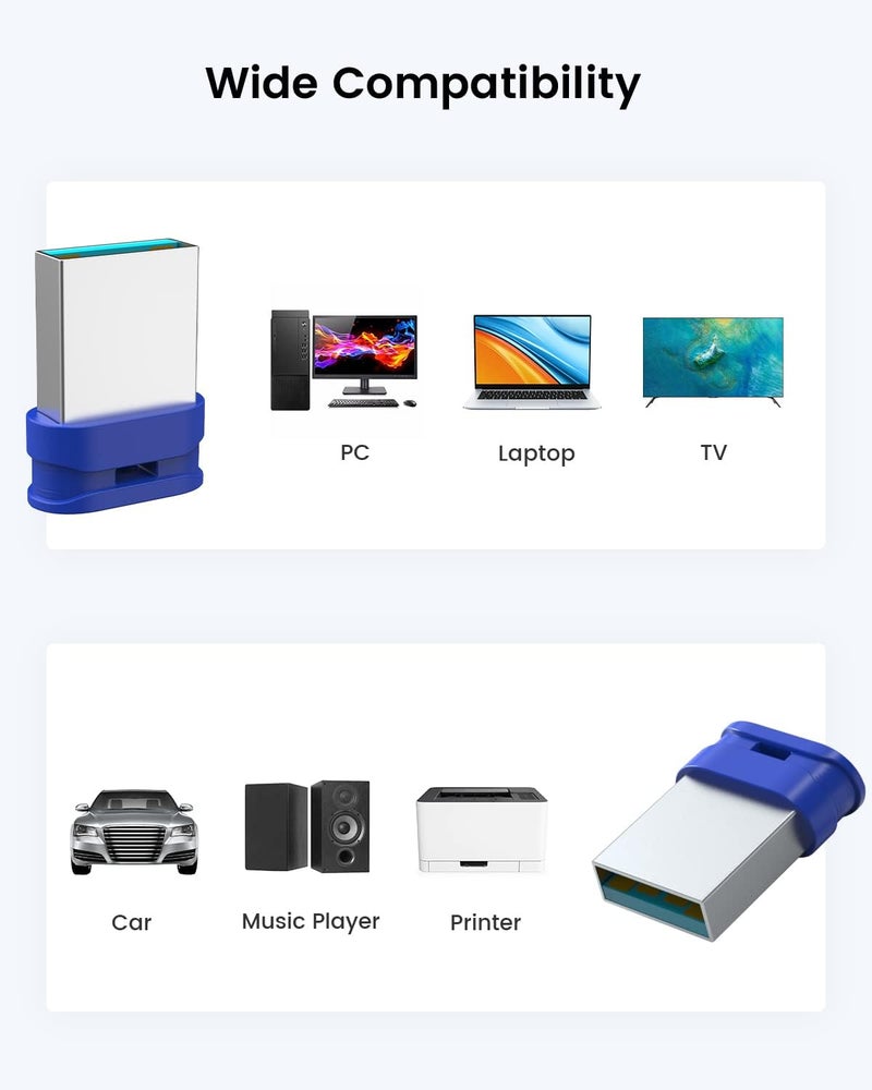 K&ZZ 128GB Flash Drive 128GB USB 3.0 Flash Memory Stick Drive with Lanyard Ultra High Speed Mini 128 GB Thumb Drive USB Stick for PC/Laptop, Blue - Image 4