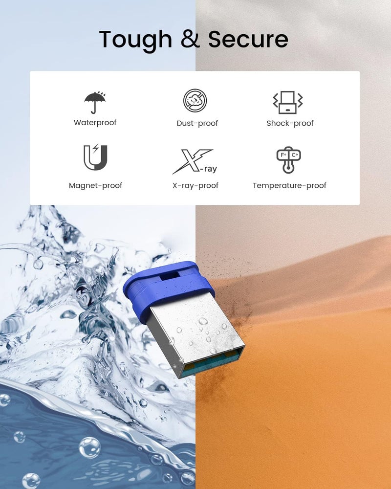 K&ZZ 128GB Flash Drive 128GB USB 3.0 Flash Memory Stick Drive with Lanyard Ultra High Speed Mini 128 GB Thumb Drive USB Stick for PC/Laptop, Blue - Image 5