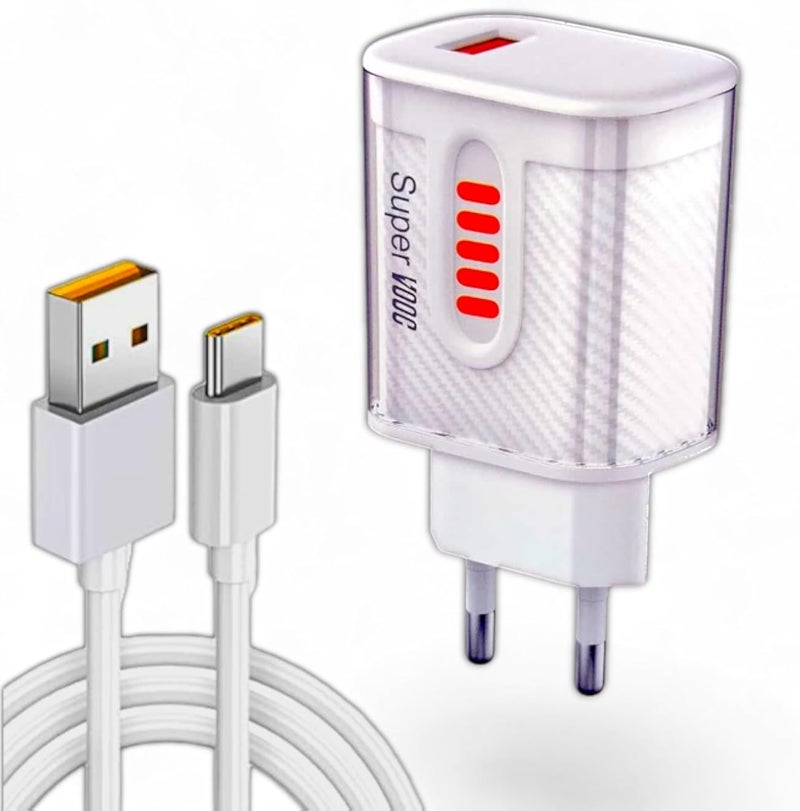 Fast Charger with USB-C Cable Adapter for 65W SUPER VOOC/Turbo, Screen peeler, Compatible with OPPO A74/F19/Reno12 f/Reno12 Pro/Reno 8/11/10/Find X7/Ultra X6 Pro/X5 Lite/X3 Pro/Reno 8T/A58/A78(RD-065)