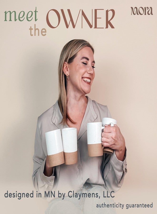 MORA Ceramics 12oz Coffee Mug Set of 4 - Ceramic Tea Cups with Handle - Microwave and Dishwasher Safe, Perfect For Cup or Mug Lovers - Rustic Matte Glaze, Modern Design Mugs - Petro - Image 3