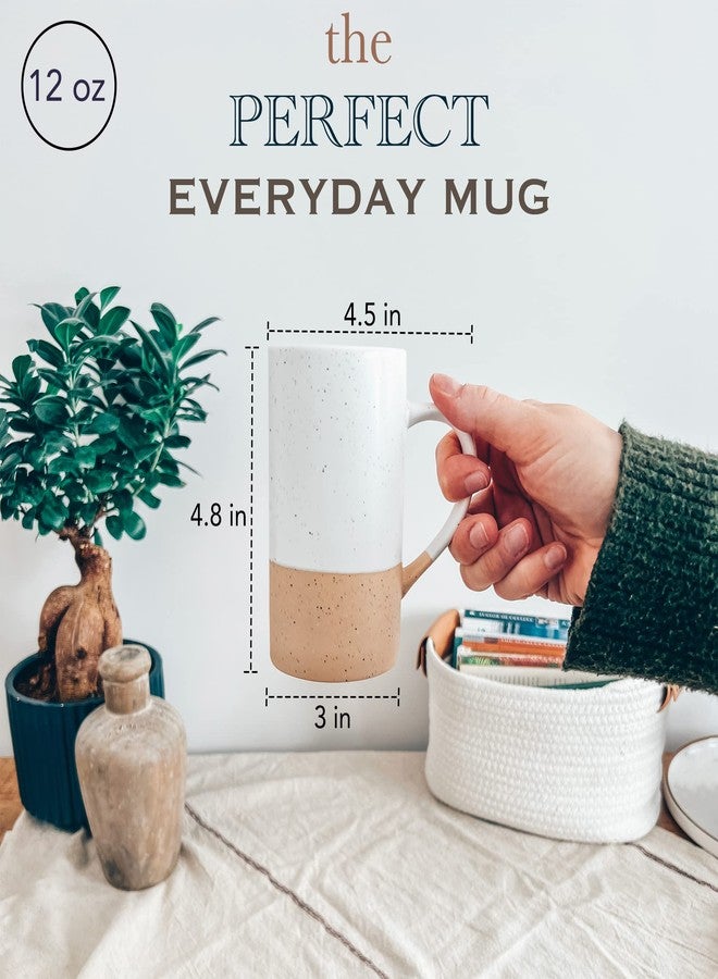 MORA Ceramics 12oz Coffee Mug Set of 4 - Ceramic Tea Cups with Handle - Microwave and Dishwasher Safe, Perfect For Cup or Mug Lovers - Rustic Matte Glaze, Modern Design Mugs - Petro - Image 2