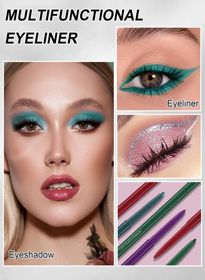 Jutqut 4PCS Dark Green Shine Eyeliner Pencil, Eye Liner Pen, Waterproof Eyeliner Pencil & Smudge Proof Long-lasting, Eye Shadow Pen, High-Pigmented Colorful Eye Liner - Image 3