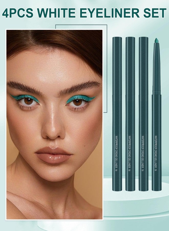 Jutqut 4PCS Dark Green Shine Eyeliner Pencil, Eye Liner Pen, Waterproof Eyeliner Pencil & Smudge Proof Long-lasting, Eye Shadow Pen, High-Pigmented Colorful Eye Liner - Image 2