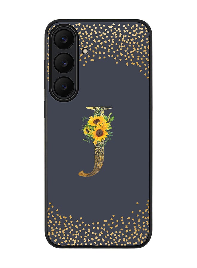 Stylizedd For Samsung Galaxy S25 FE Case,Slim fit Camera Protection, Shockproof Thin Phone cover  - Custom Floral Monogram - J  (Grey )