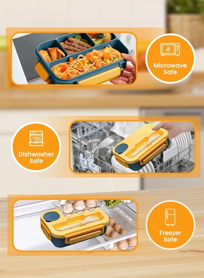 ANYOUI Versatile 4-Compartment Bento Box, Lunch Box for Adults Men Women, Leak-Resistant, Lunchable Food Container with Utensils, Sauce Jar, Microwave & Dishwasher Safe - Image 5