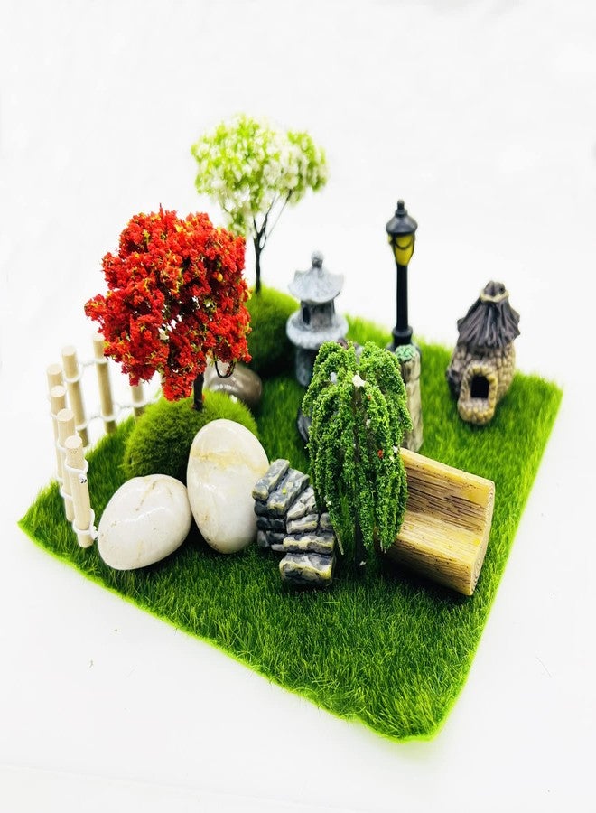 Cayway 26 PCS Outdoor Fairy Garden Miniatures Mini Zen Garden Accessories, Artificial Grass, Model Trees, Terrarium Ornaments, Dollhouse Supplies, Bonsai Decorative Craft Tools Kit - Image 5