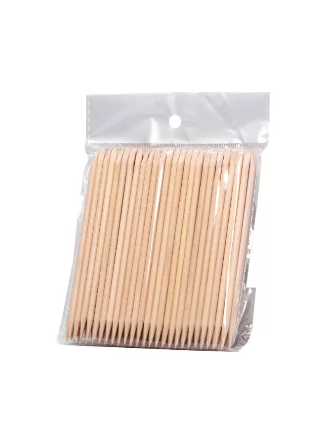 Nail art orange sticks Multifunctional 100 pieces in a pack of double-ended beauty sticks beech sticks - Image 5