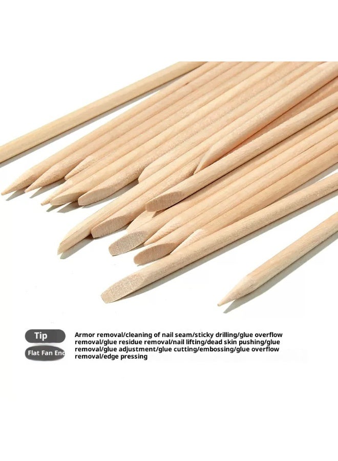 Nail art orange sticks Multifunctional 100 pieces in a pack of double-ended beauty sticks beech sticks - Image 3