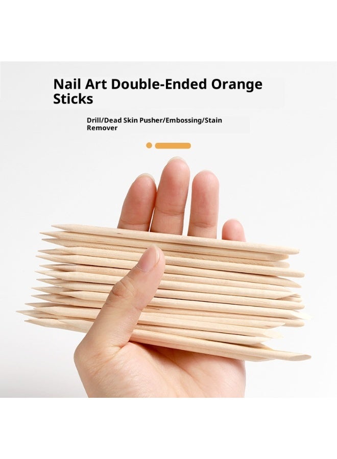 Nail art orange sticks Multifunctional 100 pieces in a pack of double-ended beauty sticks beech sticks - Image 2