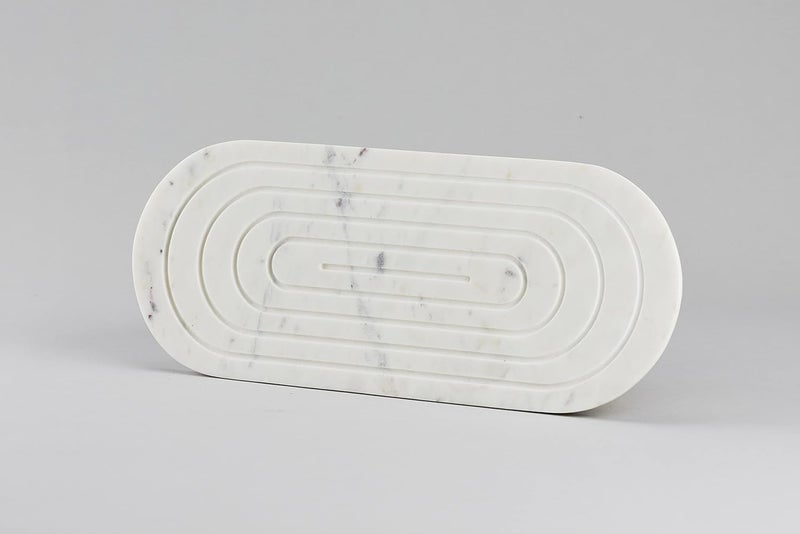 Stone Essential Oblong Shape White Marble Platter Serving Tray for Kitchen and Dining - Image 5