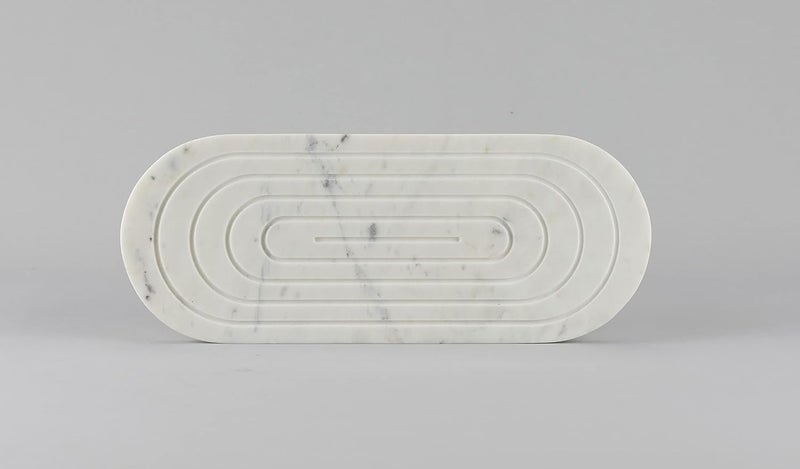 Stone Essential Oblong Shape White Marble Platter Serving Tray for Kitchen and Dining - Image 4