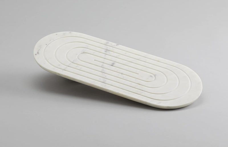 Stone Essential Oblong Shape White Marble Platter Serving Tray for Kitchen and Dining - Image 3