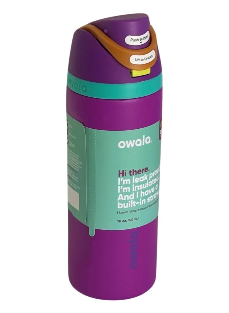 زجاجة مياه معزولة من الفولاذ المقاوم للصدأ من أوالا فري سيب مع شفاطة، مانعة للتسرب وخالية من مادة BPA، سعة 27 أونصة، قطعة واحدة (أرجوانى) - Image 2