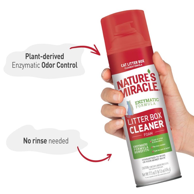 Nature's Miracle Foam Litter Box Cleaner, Tough on Cat Urine Odors, Enzymatic Formula, 17.5 oz - Image 2