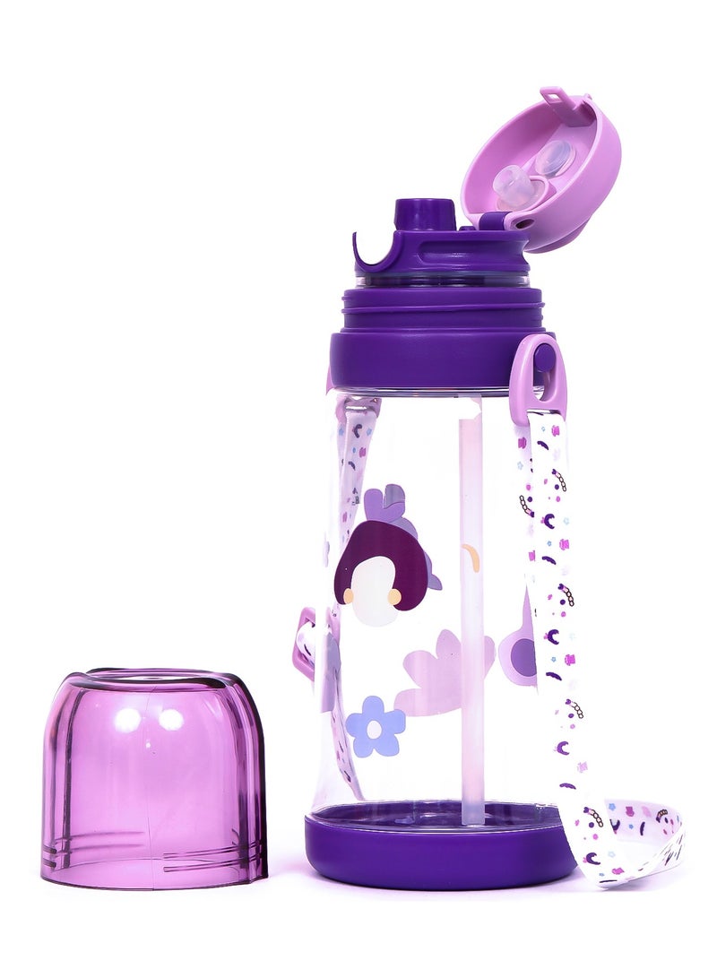 Eazy Kids زجاجة ماء للأطفال 600 مل مع قشة - بنفسجي - Image 5