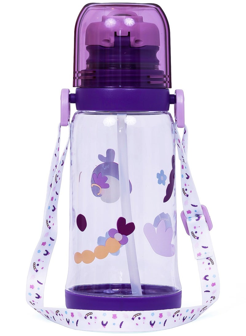 Eazy Kids زجاجة ماء للأطفال 600 مل مع قشة - بنفسجي - Image 2