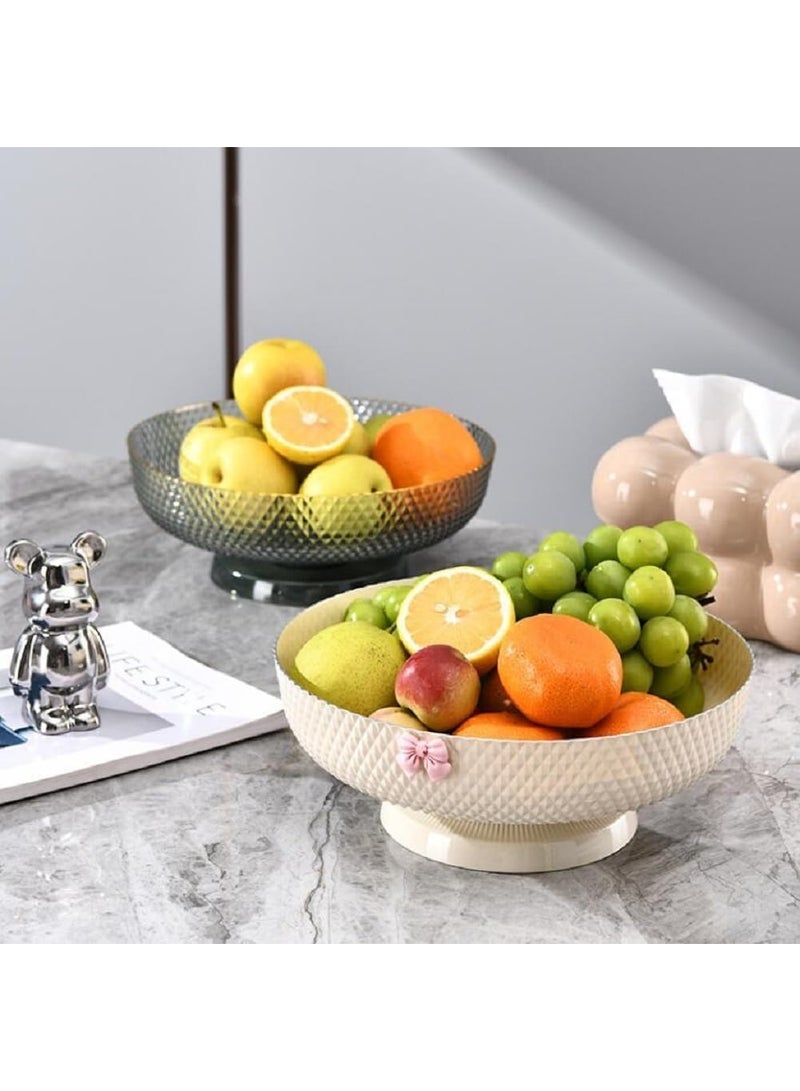 Decorhills Premium 29 CM Round Fruit Bowl with Detachable Drainer Base, Elegant Diamond-Textured Decorative Serving Basket with Gold Rim for Kitchen Countertop (Gray) - Image 2