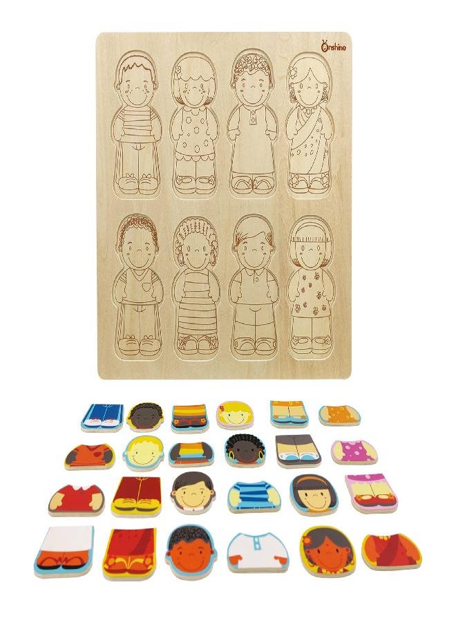 Wooden Puzzle for Toddlers 1-3, Children of The World Racial Cognition Dress-up Peg Puzzle Educational Toys, 24 Pieces Mix and Match Boys and Girls Multicultural Diversity Toys for Kids - pzsku/Z1239061276BBEE33B513Z/45/_/1686917085/a485af3c-7fba-43b4-b0a0-d1f160b8c188