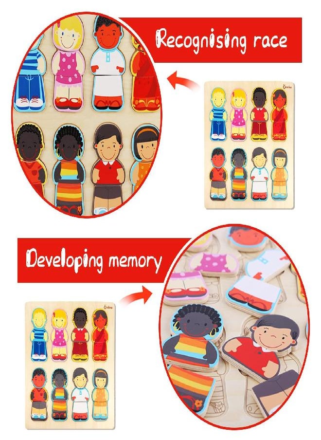 Wooden Puzzle for Toddlers 1-3, Children of The World Racial Cognition Dress-up Peg Puzzle Educational Toys, 24 Pieces Mix and Match Boys and Girls Multicultural Diversity Toys for Kids - pzsku/Z1239061276BBEE33B513Z/45/_/1686917296/8f35bf9a-04f8-4be4-a028-93852d6ed091