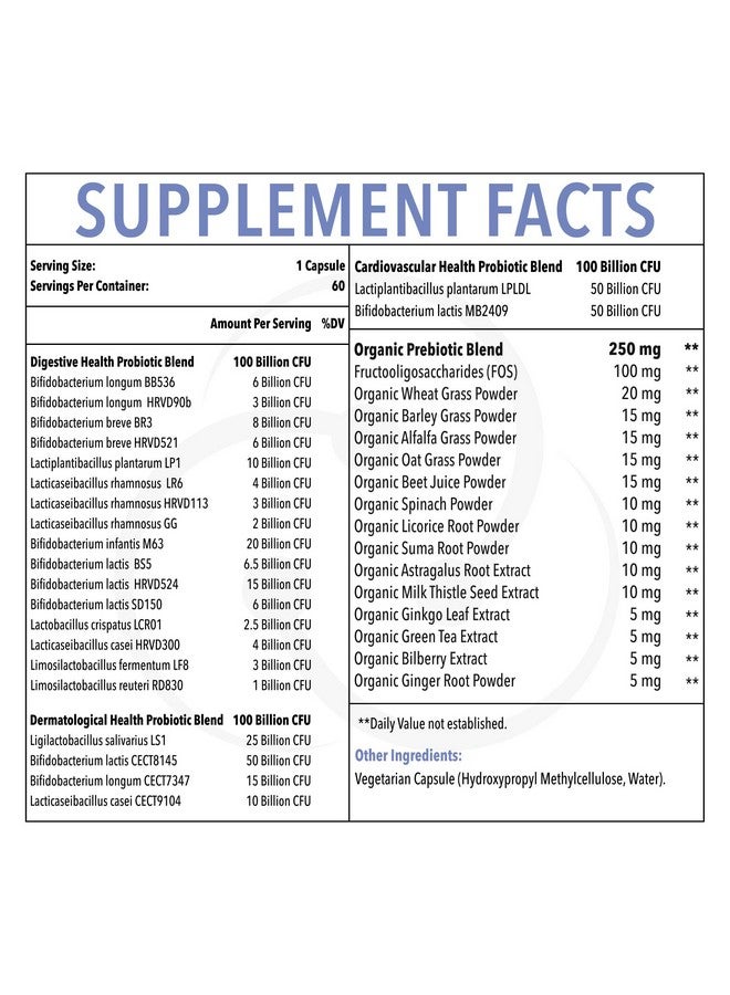 Dmeisy Probiotics for Women and Men, 300 Billion CFU 24 Strains Probiotics + 15 Organic Herbs Prebiotics Blend, Shelf Stable Gut Health Supplement for Digestive Immune & Whole-Body Health, 2 Month Supply - Image 2