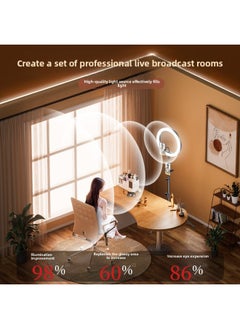 General Desktop Photography Special Light Lamp Supplement Bracket Main Soft Light Photography Arrangement Live Shooting Broadcast Small Fill Light Straight-Light Source Color:1.7m 【dual Camera】 + 26cm Beaut  - Image 5