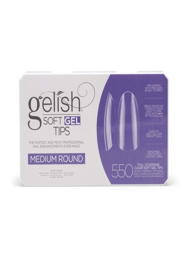 Gelish Soft Gel™ Tips - 550 Count Professional Quality Press on Nails Extension for Strong, Long-Lasting Manicures - Easy Application, Natural Look, Pre-shaped False Nail (Medium Round) - Image 1