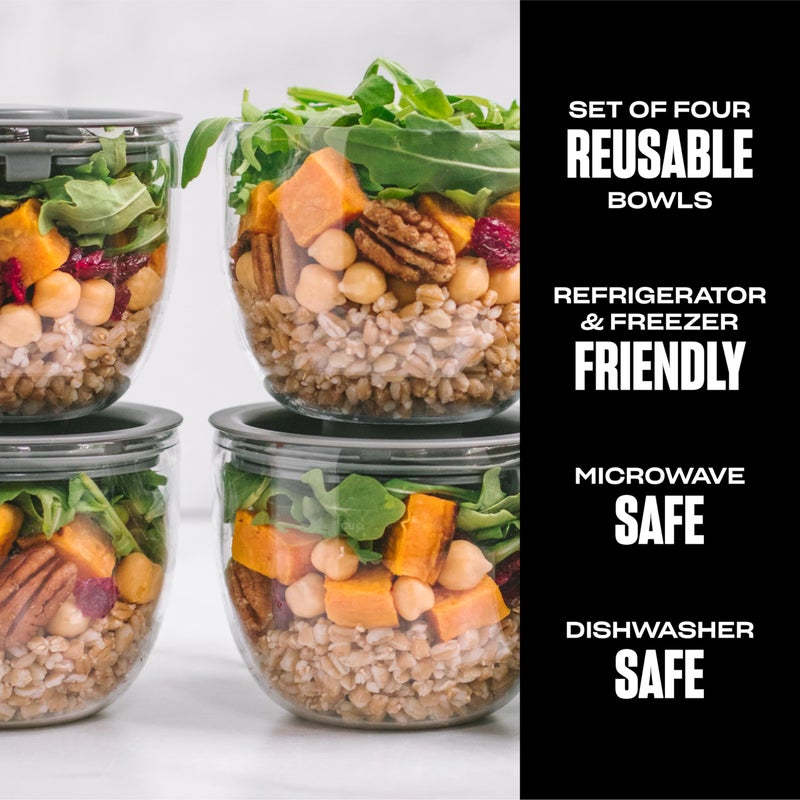 سويل Tritan Prep Bowl Set of 4, 10oz, Makes Meal Prep Easy And Convenient, Leakproof Lids, Microwavable and Dishwasher Safe, BPA Free - Image 2