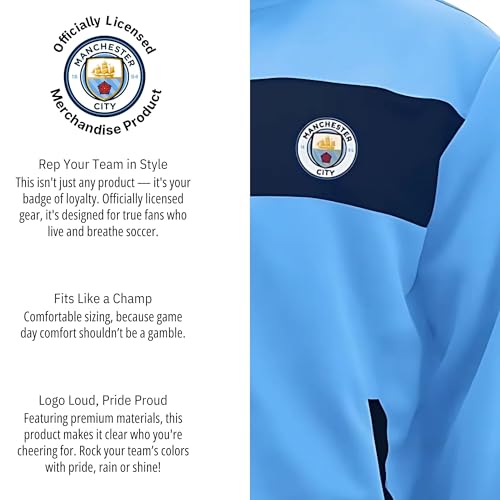 Icon Sports Officially Licensed Manchester City FC Soccer Track Jacket - Unisex Adult - MC52TJ Light Blue M - Image 5