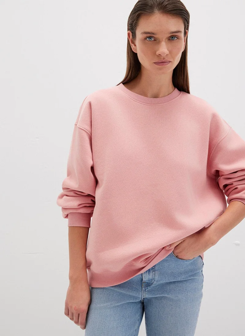 MAVI Crew Neck Pink Basic Sweatshirt