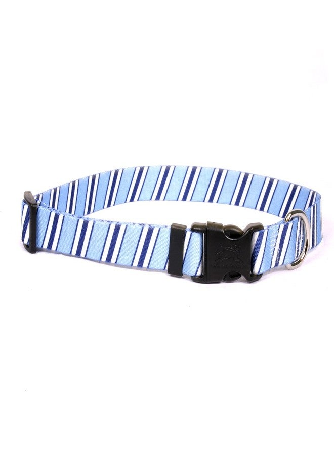 Yellow Dog Design Team Spirit Lt. Blue, Dark Blue White Dog Collar with ID Tag System-Small-3/4 Neck 10-14"