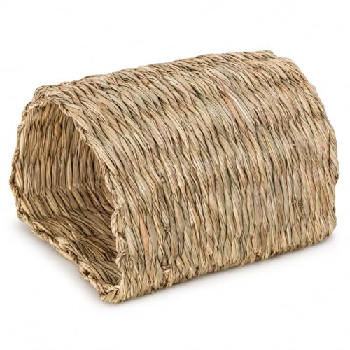 PEMAR Natural Seagrass Bunny Tunnel - Handwoven Rabbit Hideaway & Edible Grass House - Safe Chew Toy, Bed for Guinea Pigs, Chinchillas, Rats & Indoor Bunnies - Small Animal Enrichment (9x8.3x6.3”) - Image 1