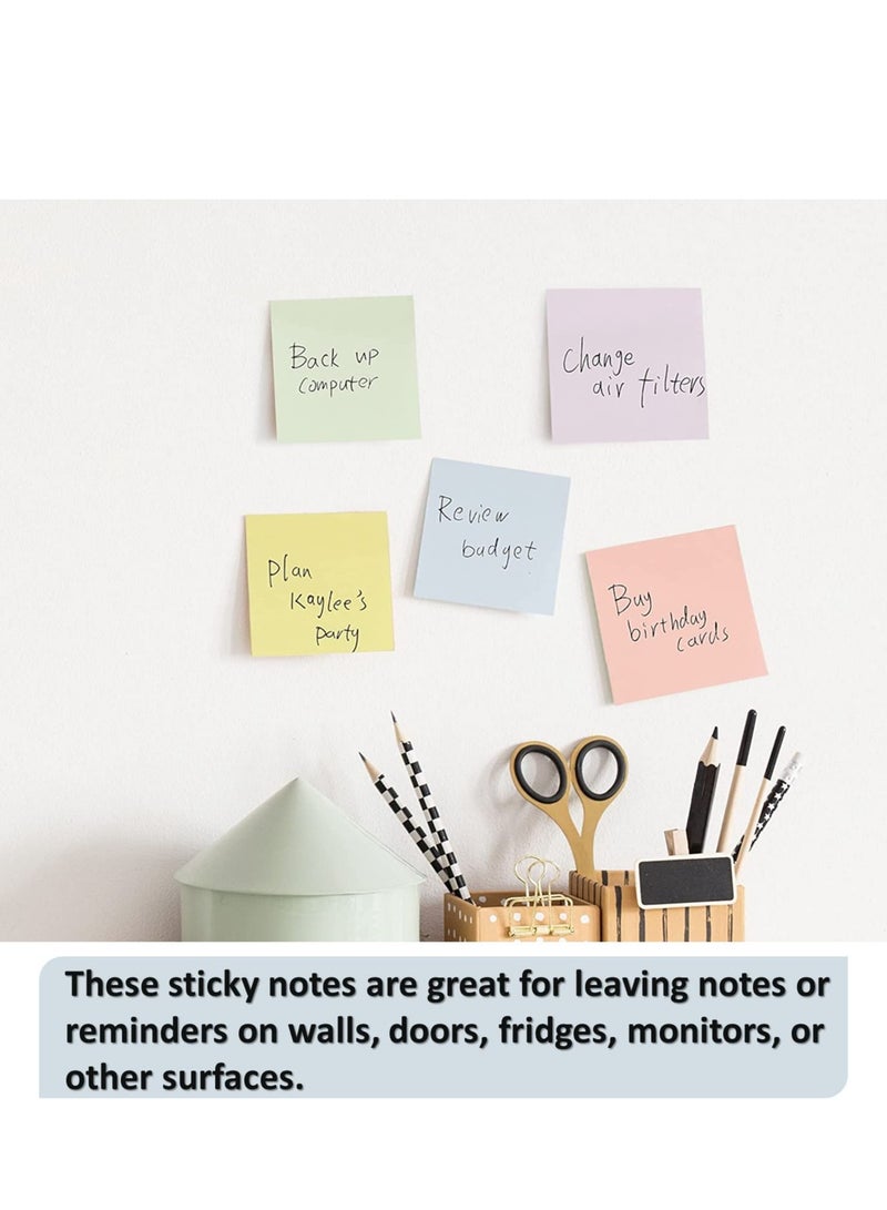 Generic 600 Sheets Sticky Notes - 6 Pads of 100 Sheets Each, 3x3 Inch Pastel Colors, Strong Adhesive, No Residue, Reusable Notes for Office, School, and Home  - Image 4