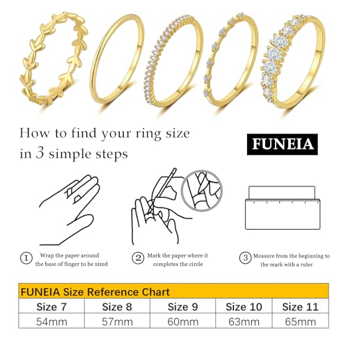FUNEIA Stackable Gold Rings for Women Non Tarnish Trendy Dainty 14K Gold Plated Stacking Cubic Zirconia Thumb Ring Set Pack Statement Chunky Band Rings Promise Engagement Rings Size 7 8 9 10 11 - Image 5