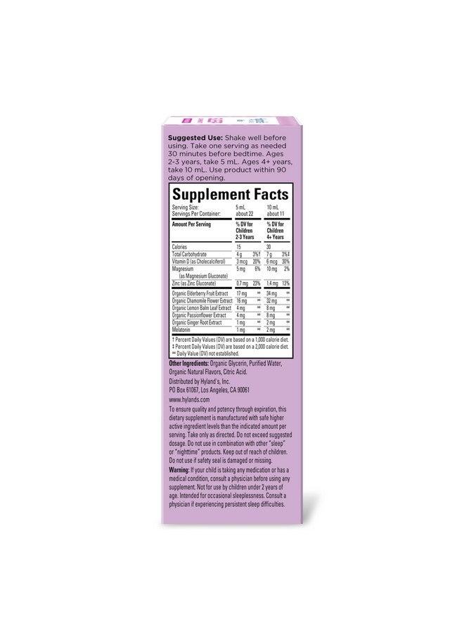 Hyland's Kids Sleep Calm and Immunity with Melatonin, Promotes Sleep and Supports Immune Health, Ages 2 and up, Grape Flavor, 4 Fl. Oz. - Image 5